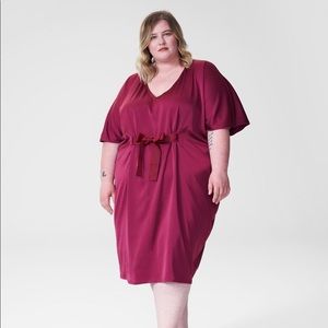 Universal Standard Becca Half Tie Dress Berry EUC US Size L = 22/24